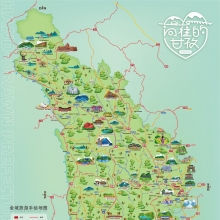 甘孜州全域旅游手绘地图，自驾游甘孜必备